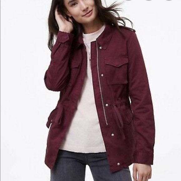 Ann Taylor Loft Maroon Utility Jacket 